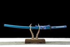 Azure Current - Katana Forjata Manual din Oțel damasc