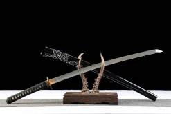 Alternative view of Golden Ink Feather - Katana Forjata Manual din Oțel damasc călit în lut