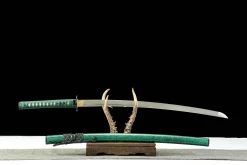 Alternative view of Teal Wave - Katana Forjata Manual din Oțel damasc