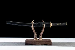 Alternative view of Evantai Negru-Auriu - Wakizashi Forjata Manual din Oțel carbon 1065